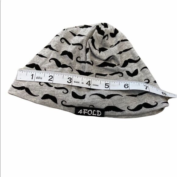BABIES NWOT 4 FOLD Grey Moustache Print Beanie - Picture 5 of 5